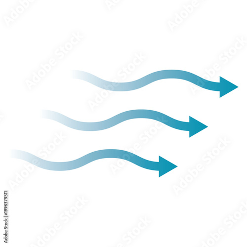 Vector Illustration of Turbulent Airflow and Wind Direction Arrows