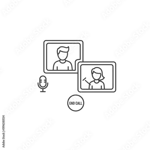 End call icon with two people video chatting.