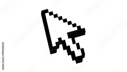 Принти на полотні Black pixelated computer mouse cursor arrow, isolated on transparent background