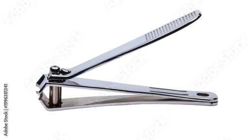 Φωτογραφία Shiny metal nail clippers with textured grip, isolated on transparent background