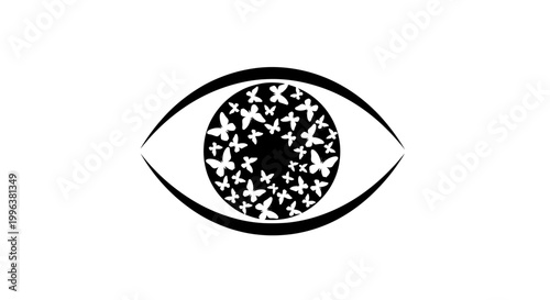 Black and white illustration of eye.