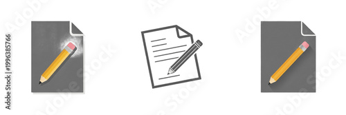 Set and collection Paper with Pen and Signature isolated on white transparent png background