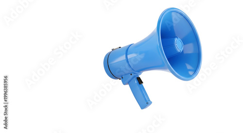 Bright blue megaphone with handle megaphone bullhorn announcement announcer communication equipment as PNG element