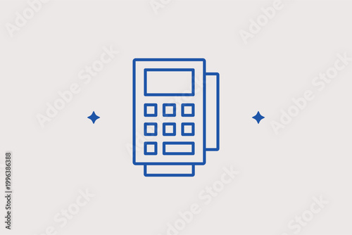 Payment terminal line icon for point-of-sale transactions and card processing. Modern vector illustration for contactless payment guides and retail checkout hardware.