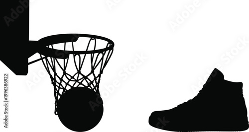 Basketball, silhouette, sports, icons, black, white background, athletic, vector graphics