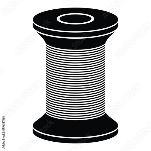 thread spool with horizontal lines on white background silhouette high quality professional detailed modern