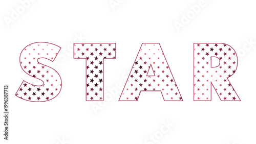 star text typography displaying gradient halftone geometric pattern in maroon burgundy color for decorative graphic design print poster layout