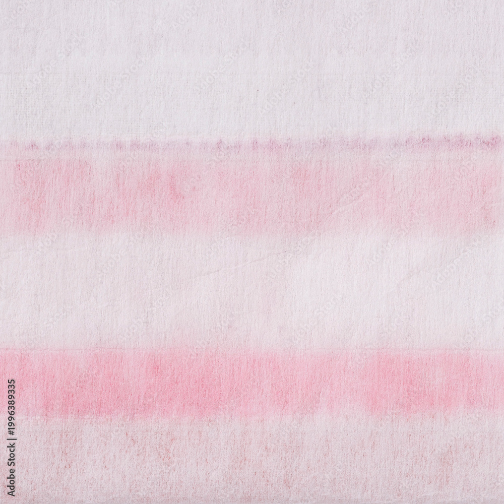 Fototapeta premium Textile watercolor texture background with horizontal stripe on surface, pink textile pattern, abstract layout use. Natural background with textile texture, copy space, poster template mockup