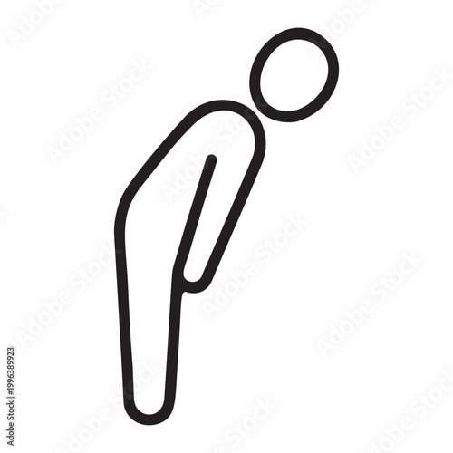 Man bowing for respect greeting and apology minimalist line icon
