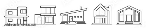 House building real estate line icon on transparent background
