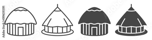 Hut home icon silhouette cottage building shelter structure flat round