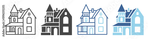 House building home residence icon set on transparent background