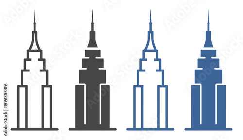 Skyscraper building city architecture outline icon on transparent background