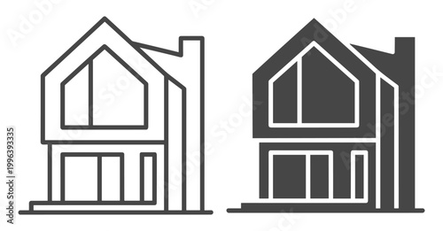 Building home icon line construction house flat minimalist residence realestate
