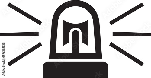 Minimalist Emergency Siren Silhouettes and Alert Flashing Beacon Icon