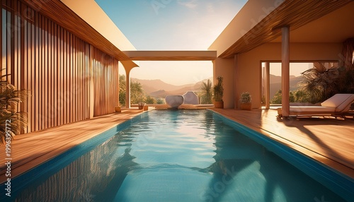 view from the pool generated ai