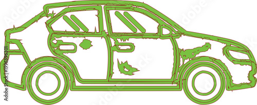 Hatchback outline represents a compact city car model.