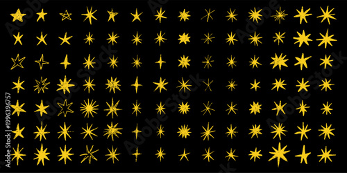 Star crayon set chalk pencil hand drawn scribble sketch design element. Textured collection sparkle figure school scribble collection. Twinkle blink, glitter silhouette and glowing symbols