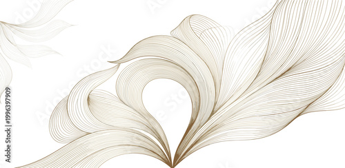 Elegant flowing lines abstract design with organic curves and a delicate botanical feel on a white background