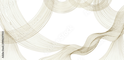 Abstract flowing golden lines creating a soft, ethereal, and elegant wave-like pattern on a clean white background, perfect for artistic and sophisticated designs