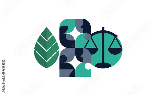 Illustration of environment and justice concept. 