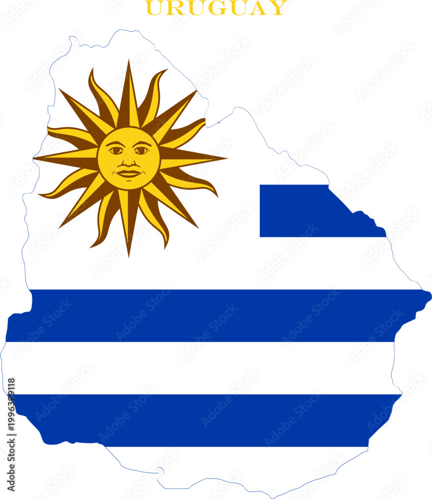 Fototapeta premium Uruguay Map Flag South America National Vector Outline Country Art