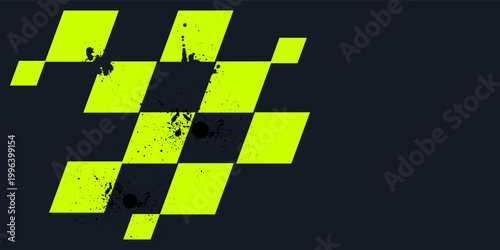 Canvastavla Racing background, sports race banner with dynamic grunge checkered shape ideal