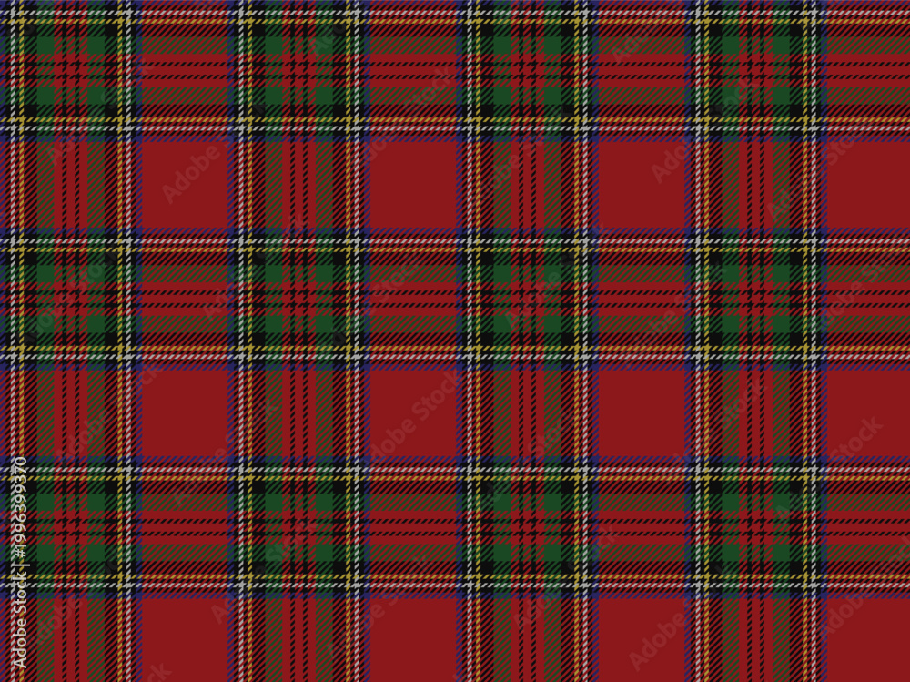 Fototapeta premium Traditional seamless plaid pattern background. Royal red and green heritage tartan plaid vector pattern for holiday decoration