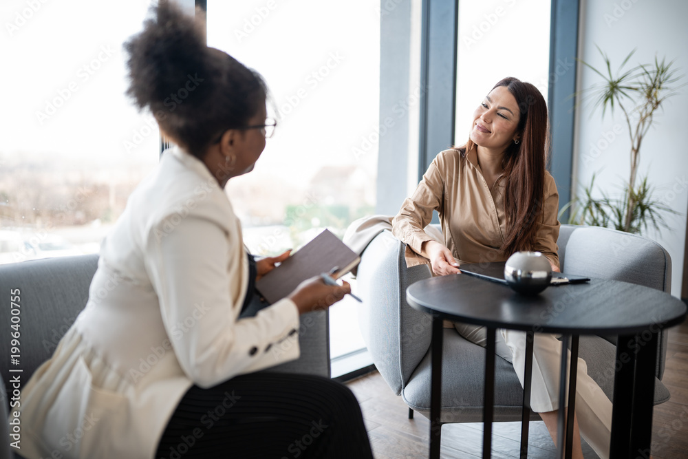 Fototapeta premium Businesswomen discussing during consultation at office