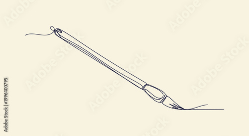 Continuous Line Drawing of an Artist Paintbrush for Creativity and Art Education Vector Illustration