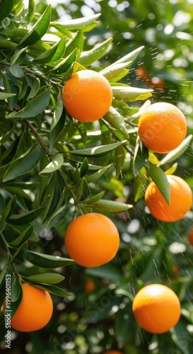 Vibrant Orange Citrus Fruits Growing on Tree.