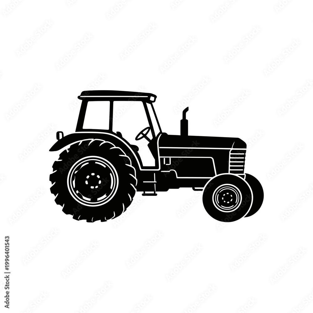 Obraz premium Silhouette of a Classic Agricultural Tractor.
