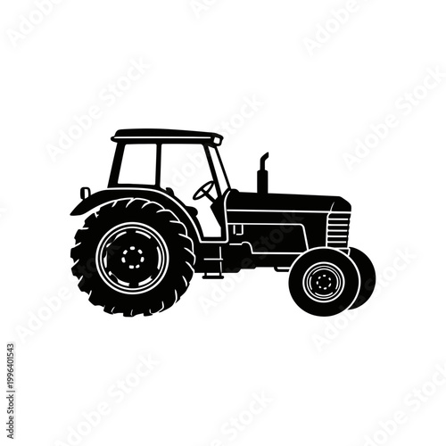 Silhouette of a Classic Agricultural Tractor.
