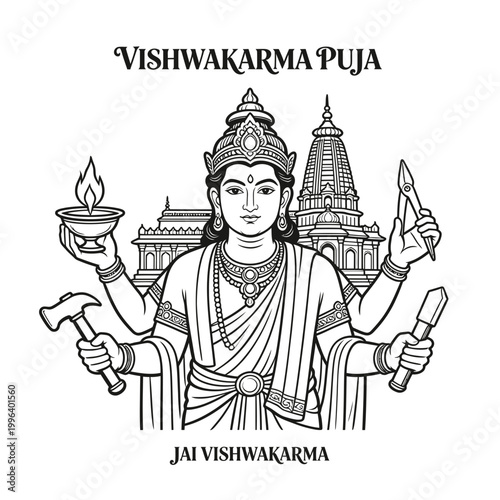 Vishwakarma Puja Lord of Creation Divine Artisan Deity.