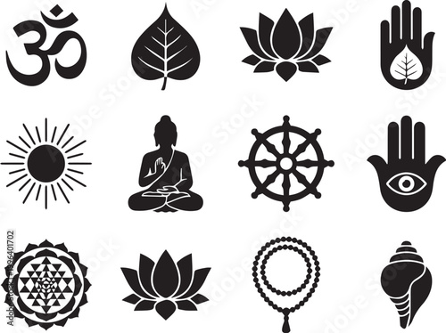 Spiritual Meditation Symbols Vector Set