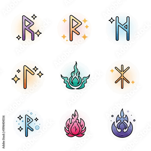 Collection of Rune Symbols and Icons.