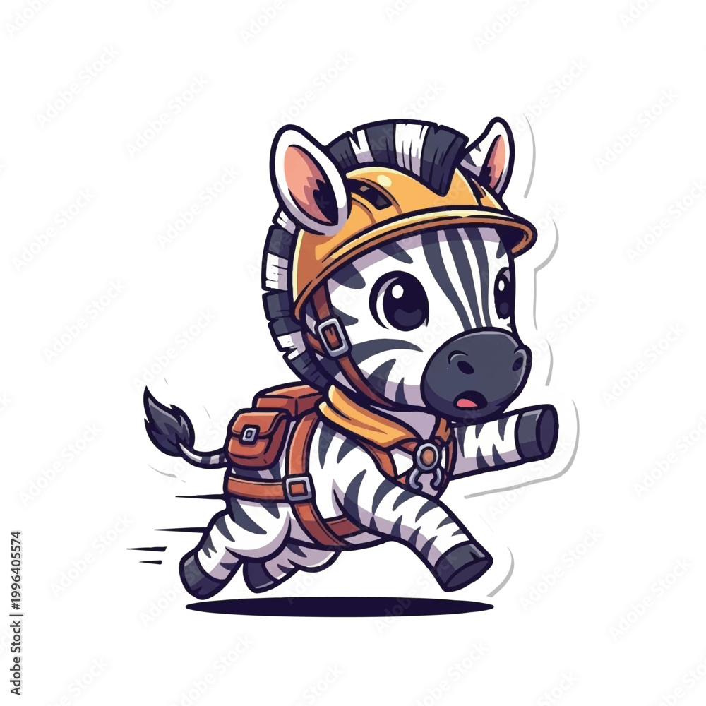 Fototapeta premium zebra wearing a racing helmet.