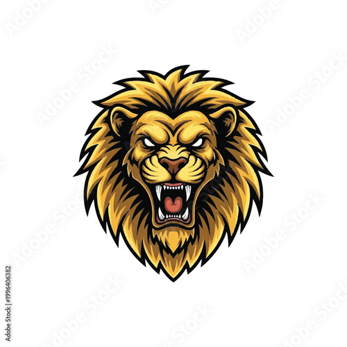 Fierce Lion Head Illustration Roaring Loud.
