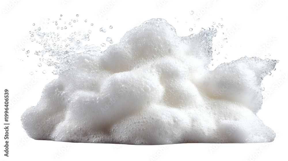 Fototapeta premium Soap foam splash with bubbles and soft texture, isolated on a white background