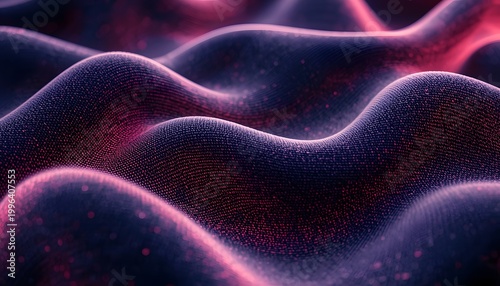 Ai generated soft fabric waves with digital neon glow abstract technology background with purple and pink hues