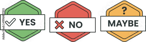 Yes and No signs with checkmark and cross icons vector 