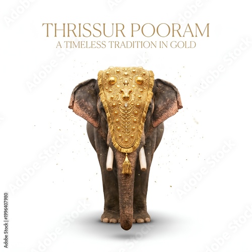 Thrissur Pooram Luxury Elephant Nettipattam Editorial Poster
