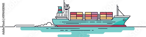 cargo ship with containers on calm waters