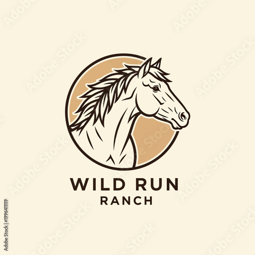 Elegant Horse Head Emblem for Wild Run Ranch.