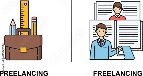 Briefcase with office supplies represents a professional career in.