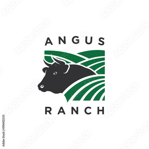 Angus Ranch Logo Featuring a Black Angus Bull Head.