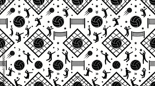 Monochrome seamless geometric pattern featuring circular and diamond motifs with repetitive decorative elements.