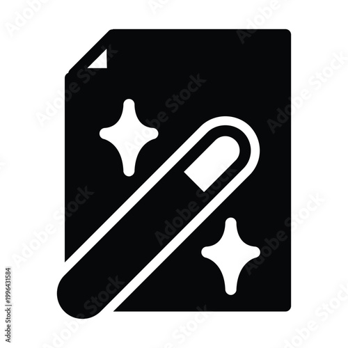 document with magic wand solid icon vector design good for web or mobile app