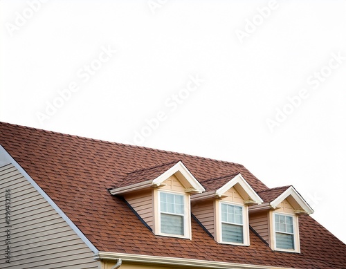 roof of an american style house with white background