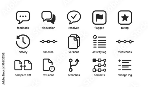 Repository and collaboration icons showing status on white background